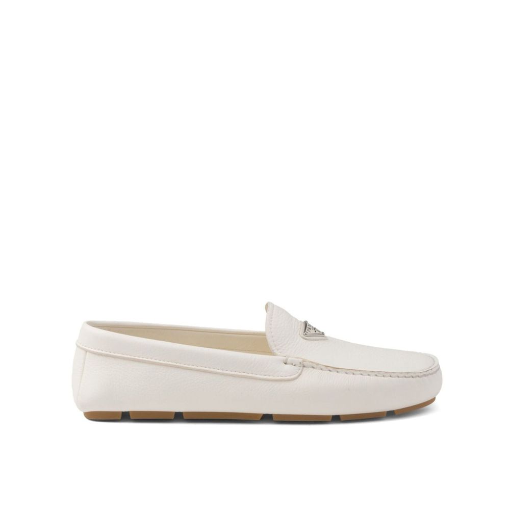 Mocassins de couro com logotipo Prada