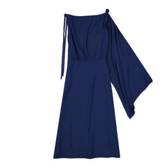 Vestido midi evasê Prada com manga única