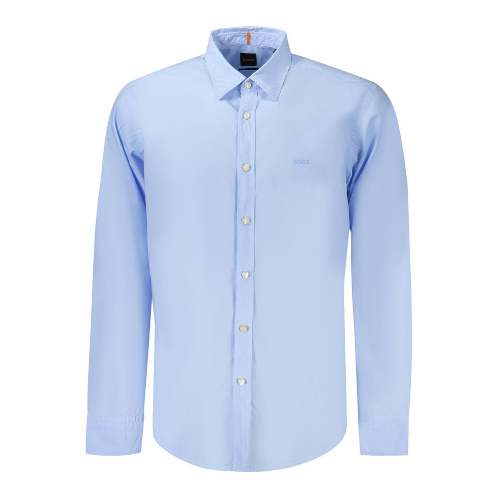 Camisa de algodão azul Hugo Boss