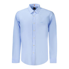 Camisa de algodão azul Hugo Boss