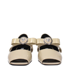 Versace Beige Leather Ballet Flat