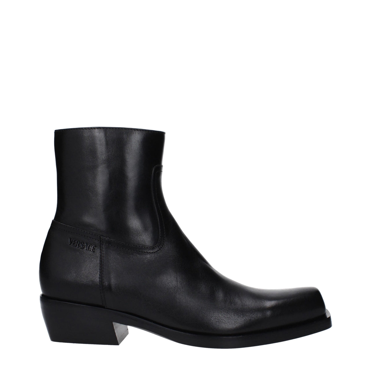 Versace Black Leather Ankle