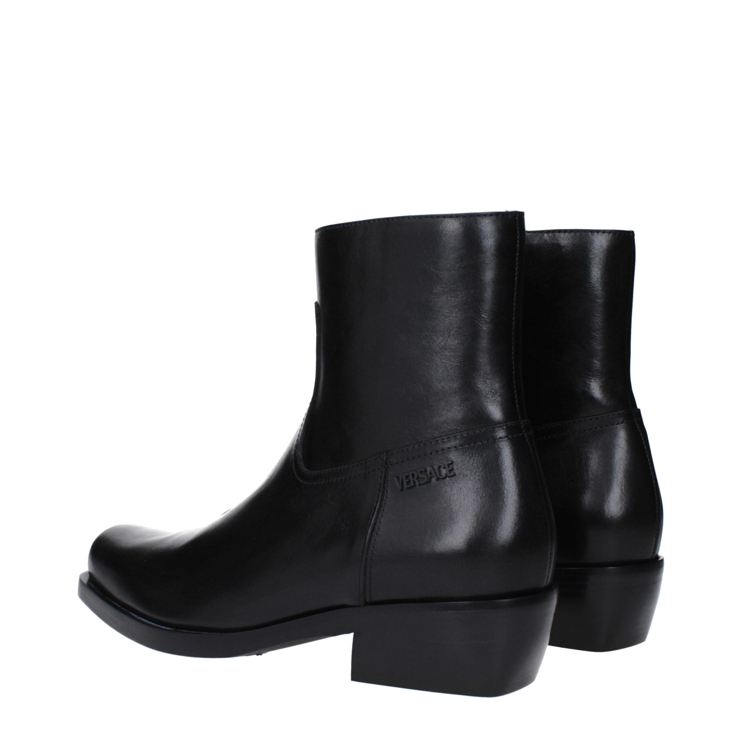 Versace Black Leather Ankle