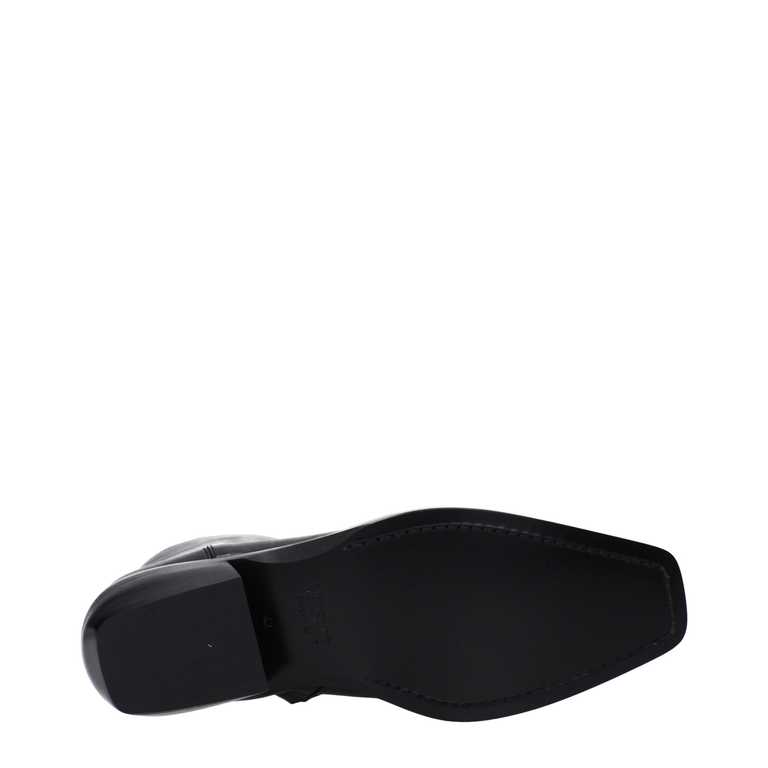 Versace Black Leather Ankle