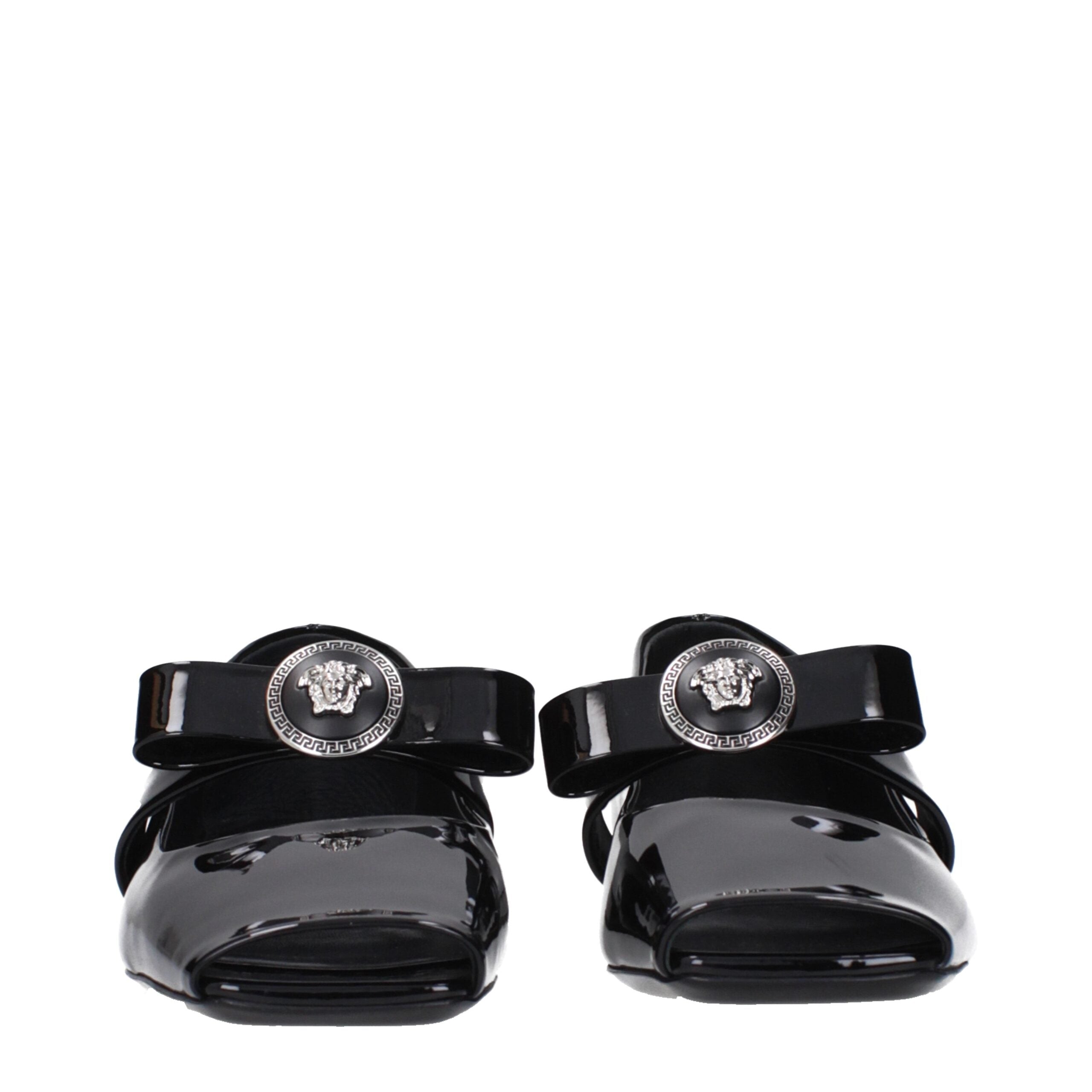 Versace Black Leather Ballet Flat