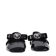 Versace Black Leather Ballet Flat