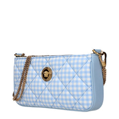 Versace Light Blue Fabric Shoulder Bag