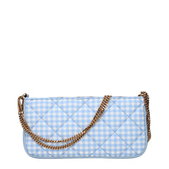 Versace Light Blue Fabric Shoulder Bag