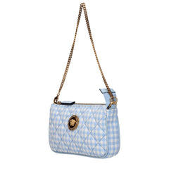 Versace Light Blue Fabric Handbag